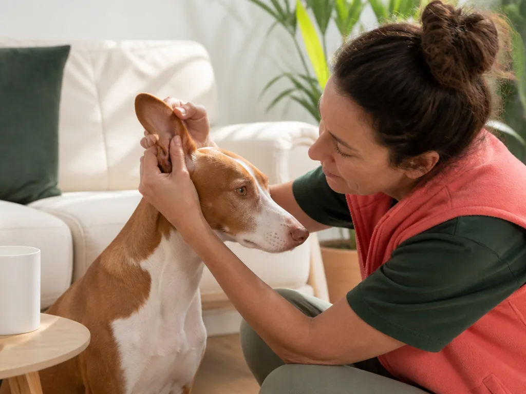 Un podenco élancé traverse un champ d'oliviers sous le soleil andalou